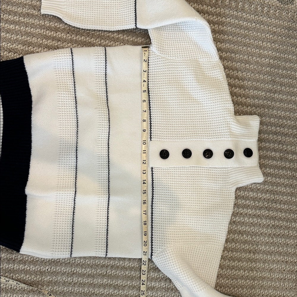 Commense Cream and Black Buttoned Cowl Neck Sweater - Picture 5 of 6